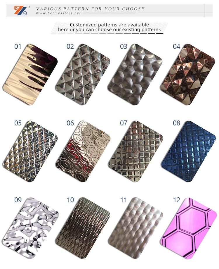 304 316 Water Wave Stamped Stainless Steel Sheet for Hotel/Restaurant/Shopping Mall