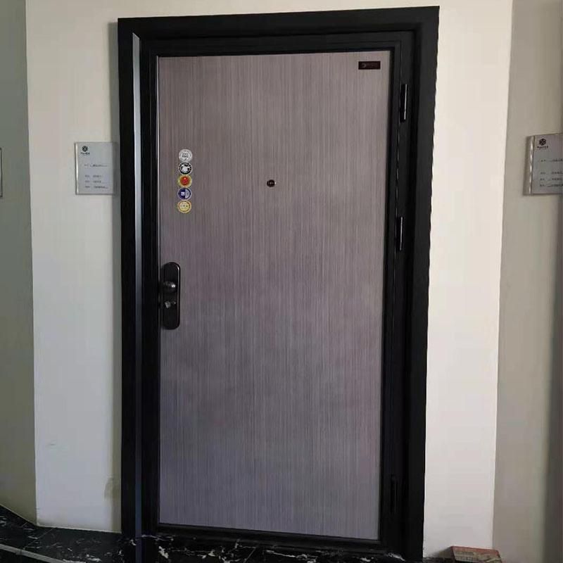 Black Color Power Coating Surface Steel Security Main Entrance Door