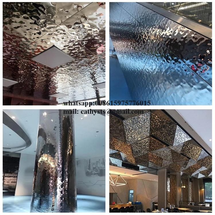 Mirror Finish Embossed Decorative Panel Water Ripple Stainless Steel Sheet