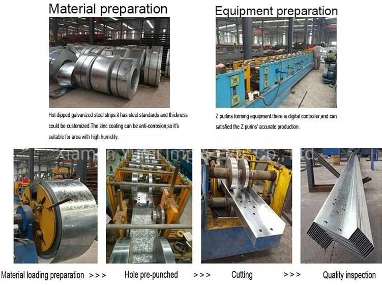 Galvanized Cold Bending Structural Steel Channel Z Purlin Dimensions