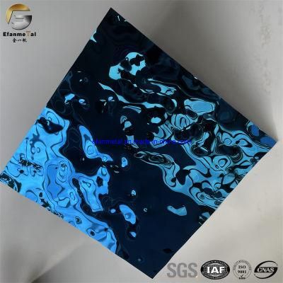 Ef156 Original Factory Sample Free Wall Ceiling Decorations Sapphire Blue Embossing 3D Water Ripple Stainless Steel Plates
