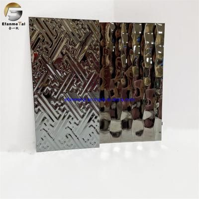 Ef332 Original Factory Elevator Pandels SUS304 PVD Price Champagne Gold Mirror Embossing Stainless Steel Decorative Sheets