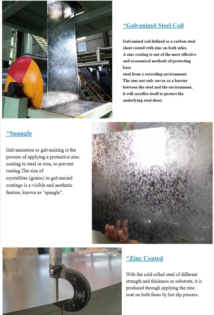 Hot Dipped Galvanized Steel Sheet 0.3 mm Gi Plate Used for Roofing