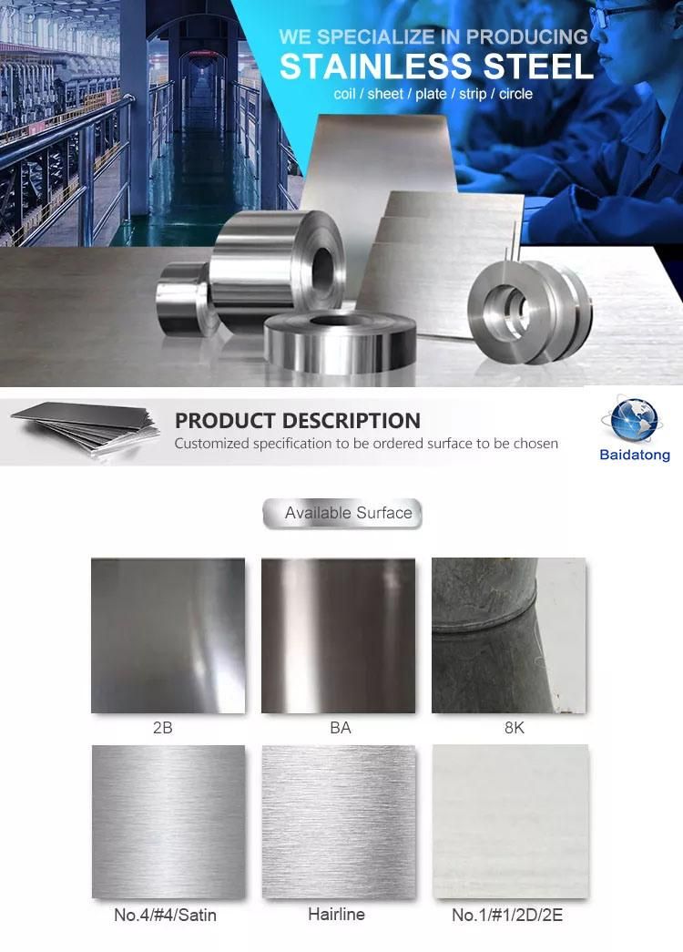 Chinese Steel SUS AISI 201 304 316L 310S 316ti 317L 430 410s 3cr12 420 2b No. 1 Stainless Steel Plate / Sheet