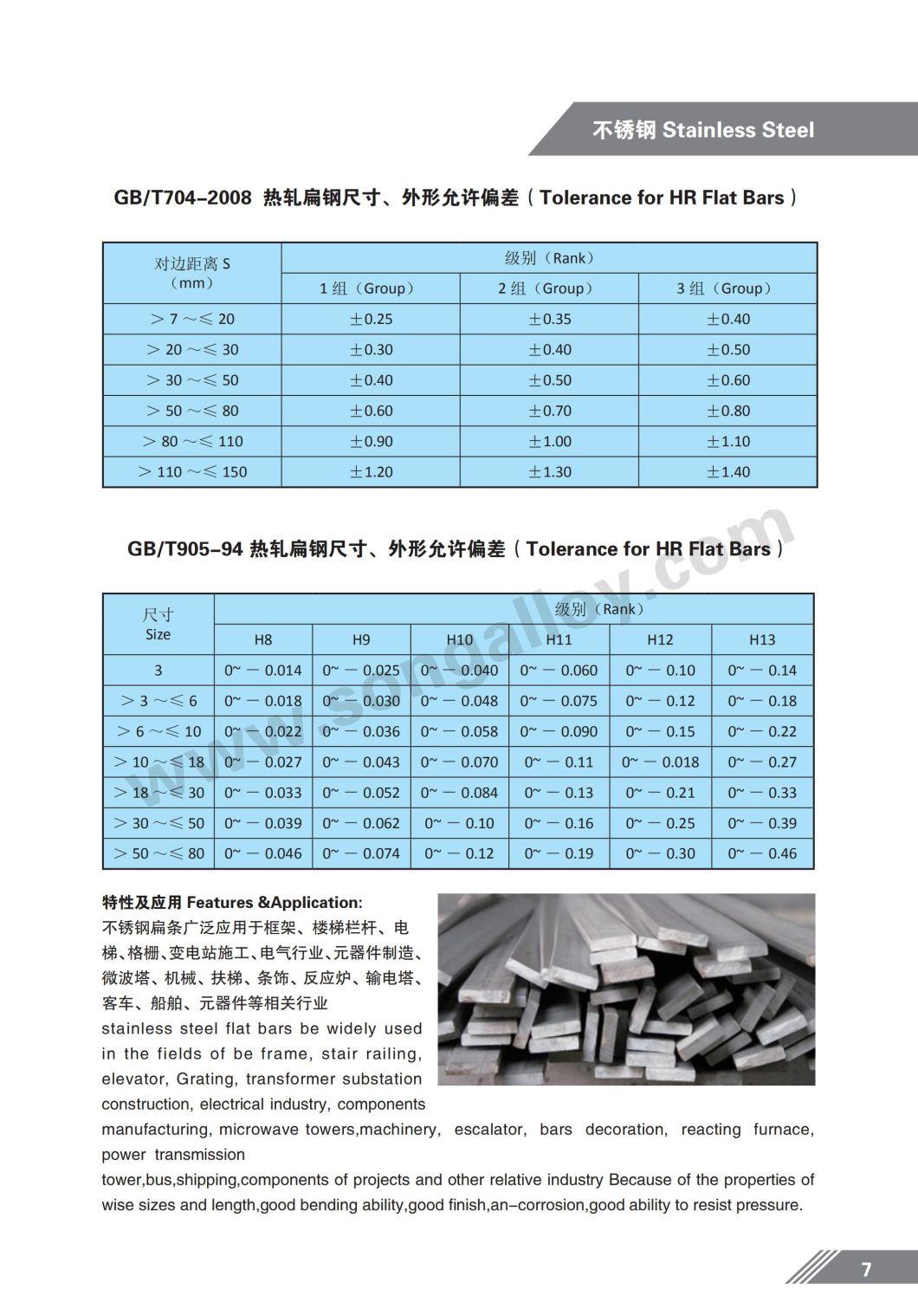 201 304 316L Grade Stainless Steel Flat Bar