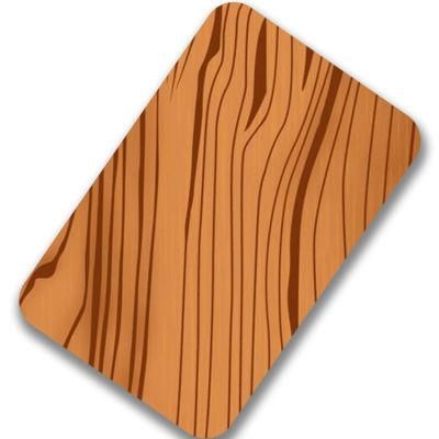 Lamination Wooden Grain Pattern Antique Stainless Steel Plate with Laser Film Philippines