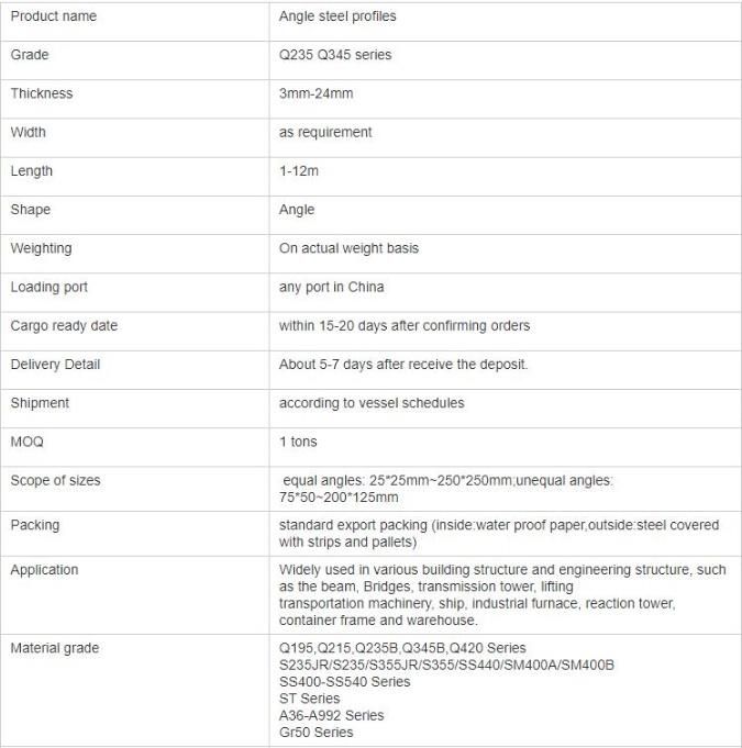 China Supplier Angle Steel Profiles