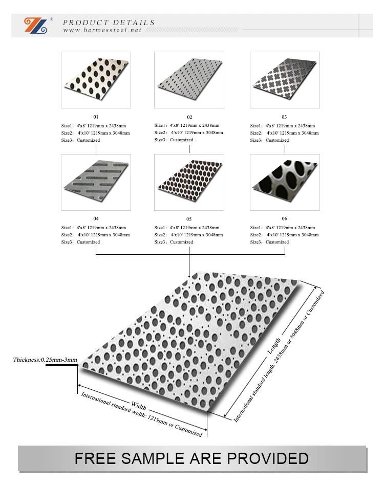 AISI 304 Round Holes Custom Perforated Stainless Steel Prices Sheet 3mm 1500X6000 for Kitchen Floor and Creen