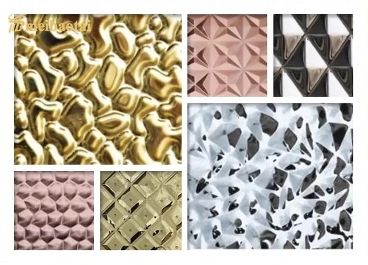 PVD Color Coating Gold Blue Bronze Rose 1219X2438mm 0.65mm Stamped Diamond Honeycomb Design Pattern Color Decorative Plate Grade 304 Stainless Steel Sheet