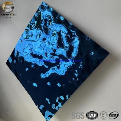 Ef158 Original Factory Wall Ceiling Decorations Sapphire Blue Embossing 3D Big Water Ripple Stainless Steel Plates