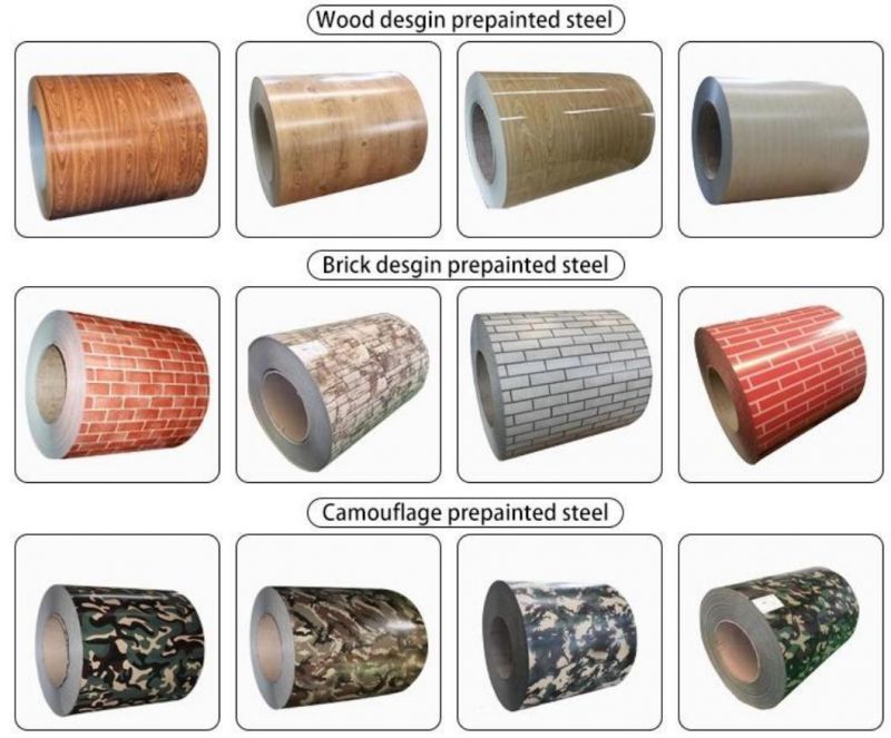Wood Design Brick Design Camouflage Design Pre-Colored Galvanized Coil SGCC, CGCC Dx51d, DC52D+Z
