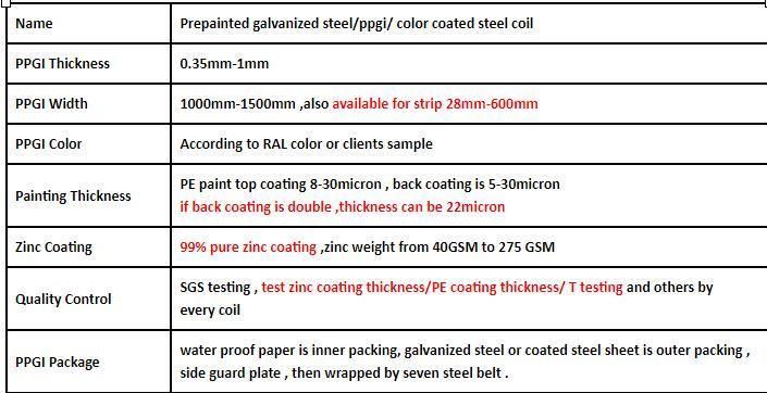 China Supply Prepainted Steel Coil Galvanized Full Size Customization