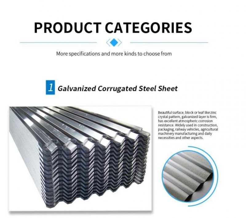 Calamine Galvanized Corrugated Steel Sheet Best Seller 4X8 Galvanized Corrugated Sheet Metal Price Zinc Color Roofing Sheet Steel Roof