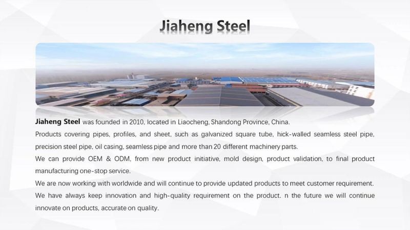 Jh Steel ASTM Seamless Stainless Precision Pipe Welding Carbon Hollow Tube ODM