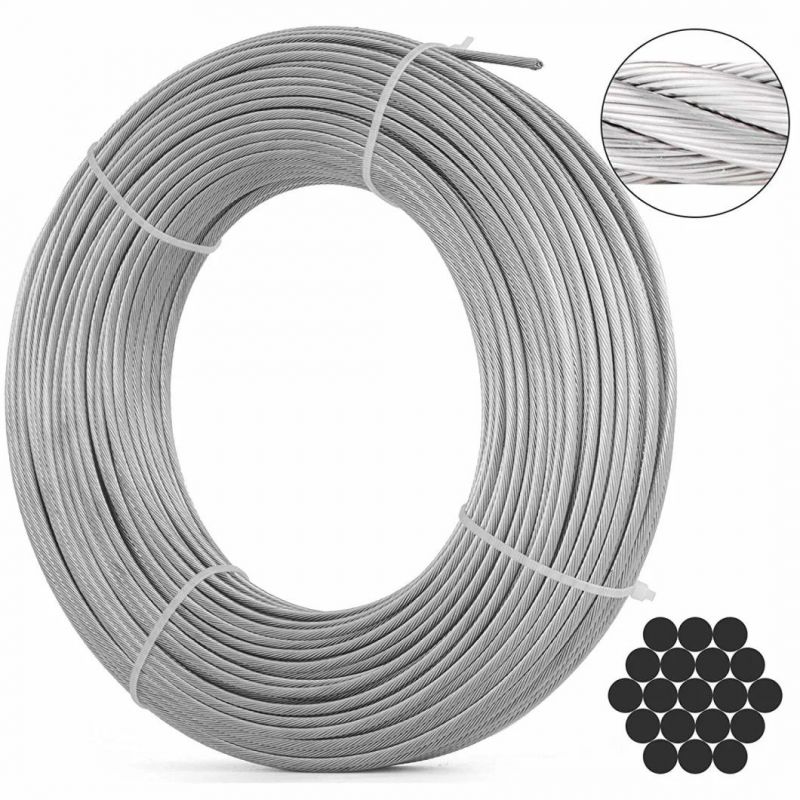 Stainless Steel Wire Rope, Different Sizes Such as 1X7/7X7/1X19/7X19