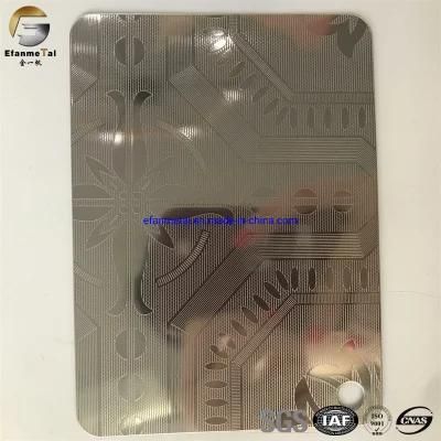 Ef227 Original Factory Hotel Decoration Elevator Panels 304 0.8mm Silver Coil Stamped Stainless Steel Sheets