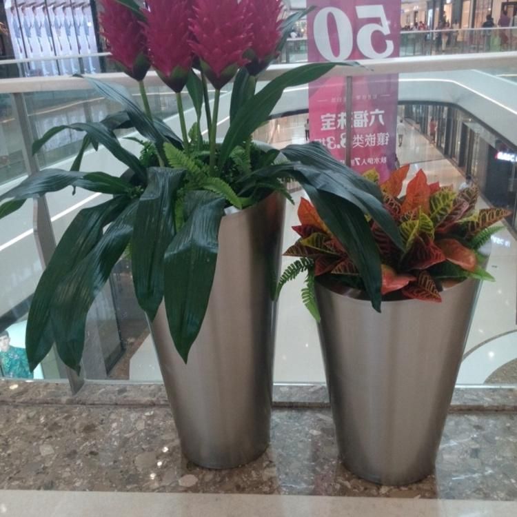 Outdoor Metal Planter Sliver Polishing Design Flower Pot Stainless Steel Planter