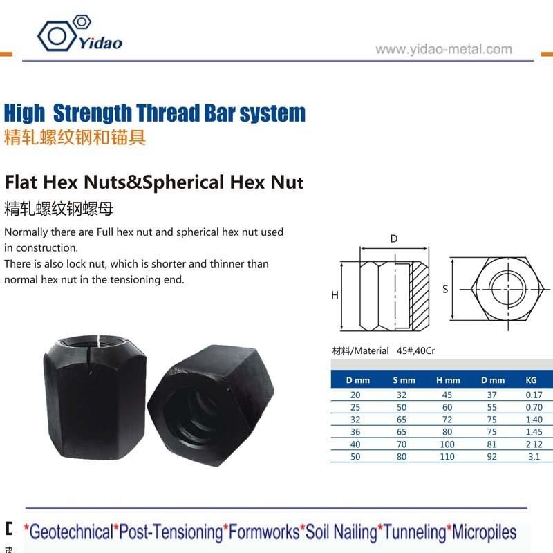 Anchor Hex Nut for Threaded Rod Tie Rod System