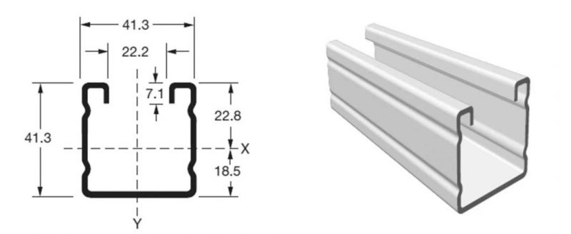 1.5mm Thickness Pre-Galvanized Strut Channel with Reinforcement Bar