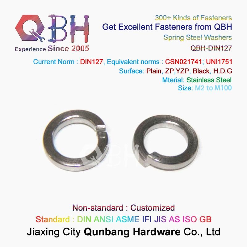 Qbh OEM ODM DIN127A DIN127b Plain/Zinc/ Color-Zinc Yellow Zinc Plated Carbon Steel/Stainless Steel Customized DIN 127 a B Spring Washer Coil Spring Shim