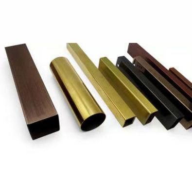 Mirror 304 Stainless Steel Pipe Rose Gold Piping Stainless Steel Rectangular Tube Gold Colored Stainless Steel Pipe