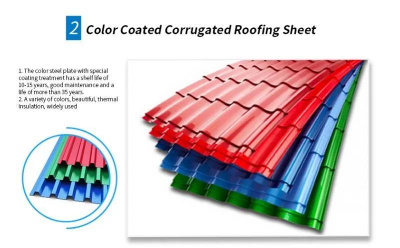Galvanized and Color Coated Corrugated Steel Roofing Sheet Sizeds Roofing Sheet Color Coated Corrugated
