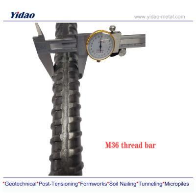 Psb1080-36 Hot Rolled Thread Bars as Mining or Tunneling Anchors for Roof and Sidewalls