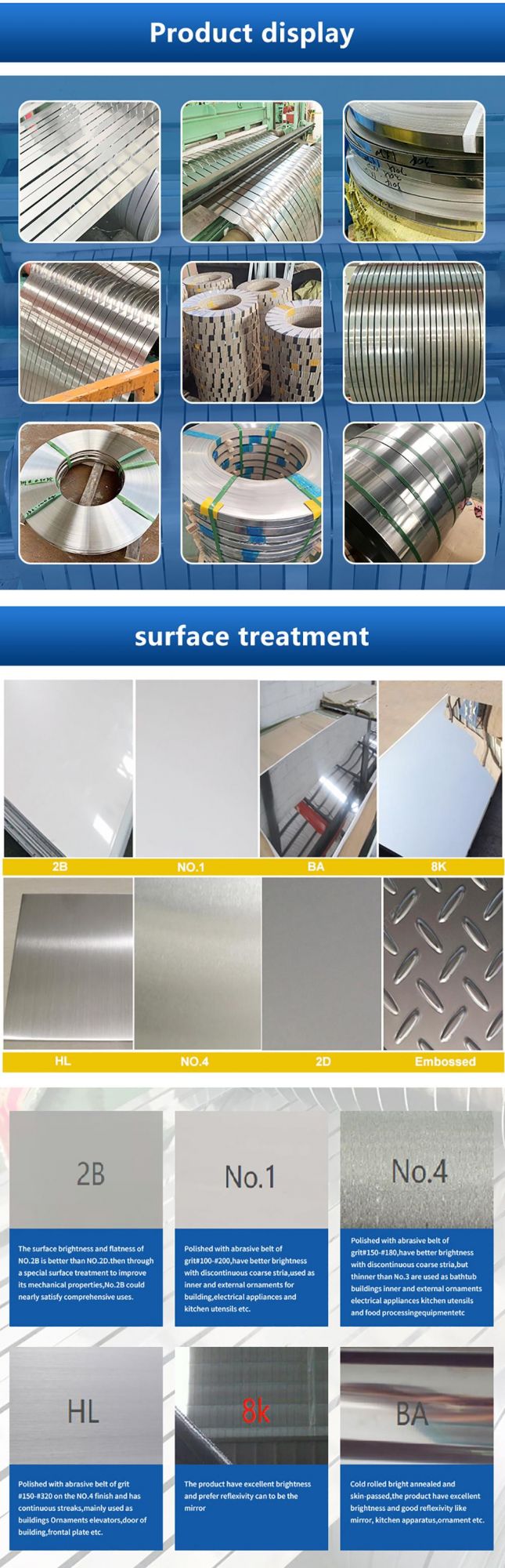Stainless Steel Coils / Plates / Sheet / Strips for PU Panel, Writing Board, PCM Steel Plate Services