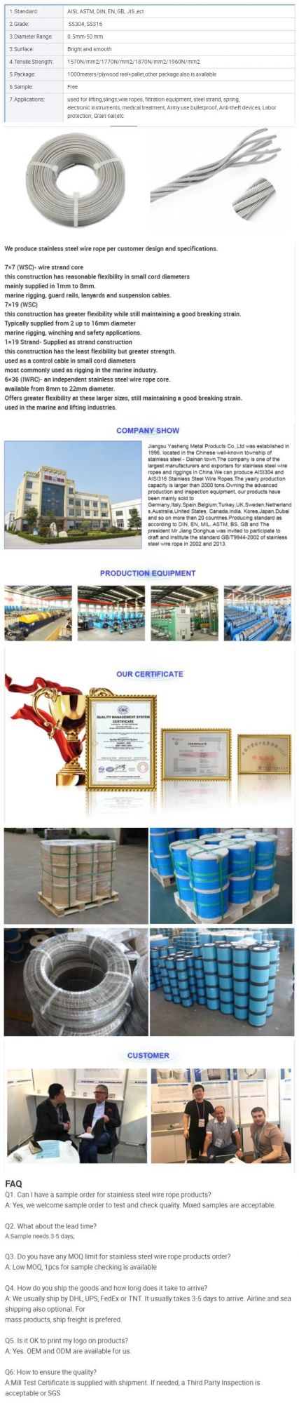 Stainless Wire Rope Factory Selling One of The Largest Manufacturers