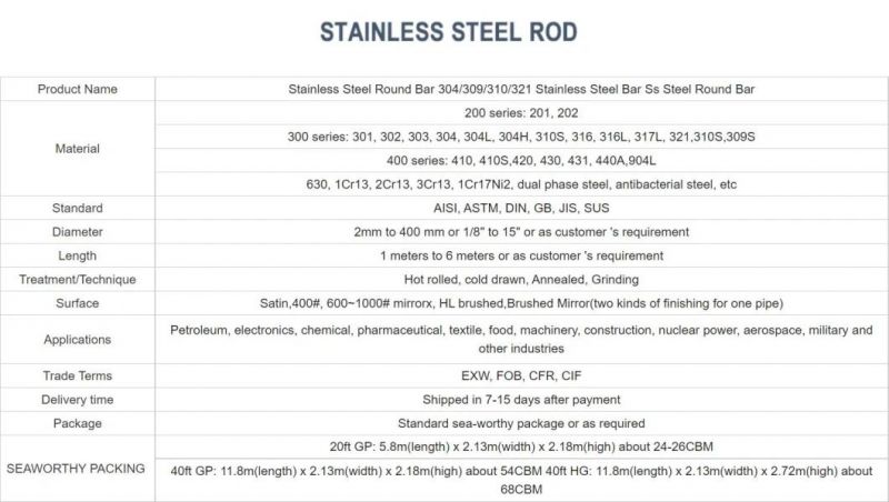 Stainless Steel Bright Rod Bar Stainless Steel Bar