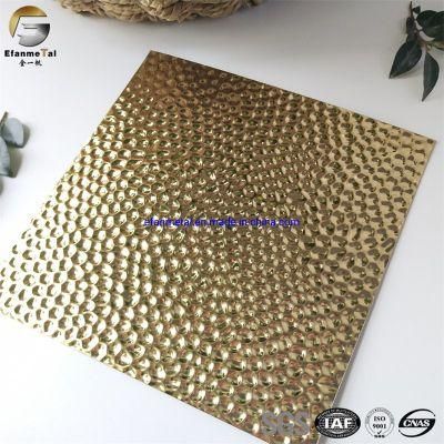 Ef273 Original Factory Roofing Sheets Panels 0.8mm 304 Gold Mirror Honeycomb Embossing 3D Stainless Steel Sheets