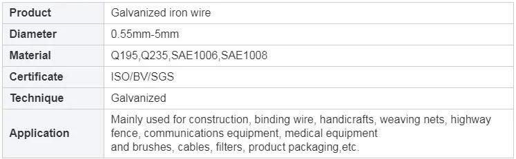 Hot Dipped Iron Galvanized Steel Wire for Nail
