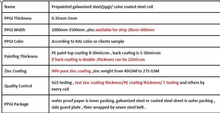 High Zinc Standard Galvanized Steel PPGI Coils Factory Clear Price