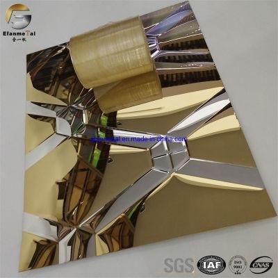 Ef243 Original Factory Hotel Decoration Clading Panels 304 Double Color Embossing 3D Stainless Steel Sheets