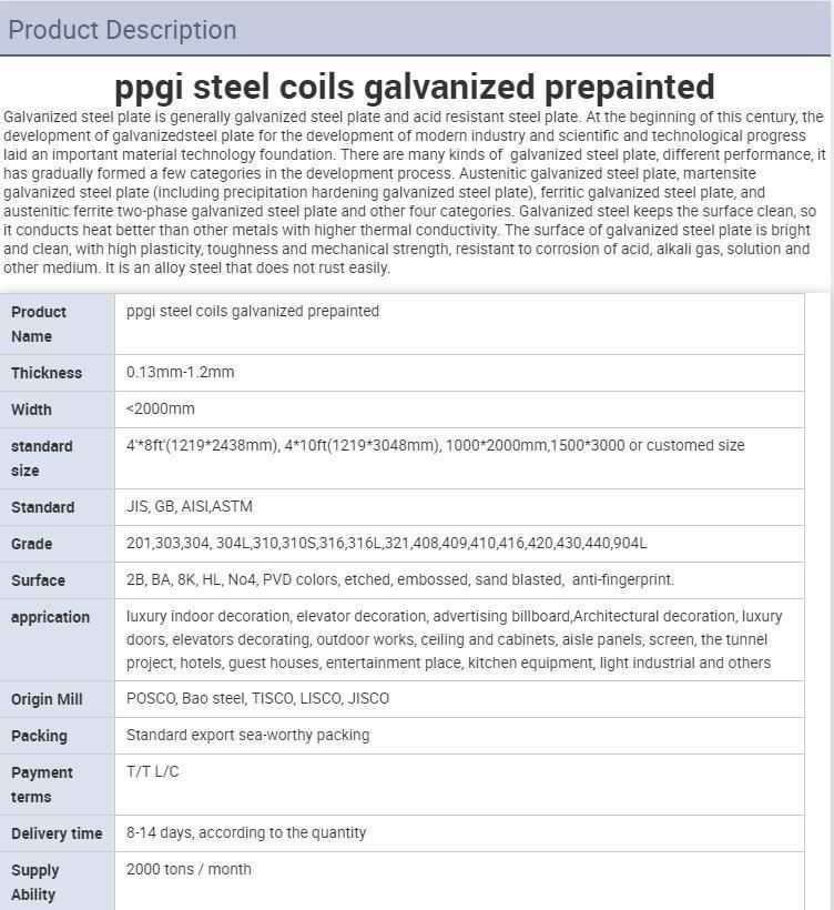 Dx51d 0.12-4.0mm Z275 G40 Galvanized Coils