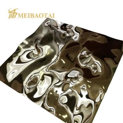Anti-Fingerprint Coating1219X2438mm 0.65mm Water Ripple Silver Blue 3D Wall Decorative Plate Grade 304 Stainless Steel Plate