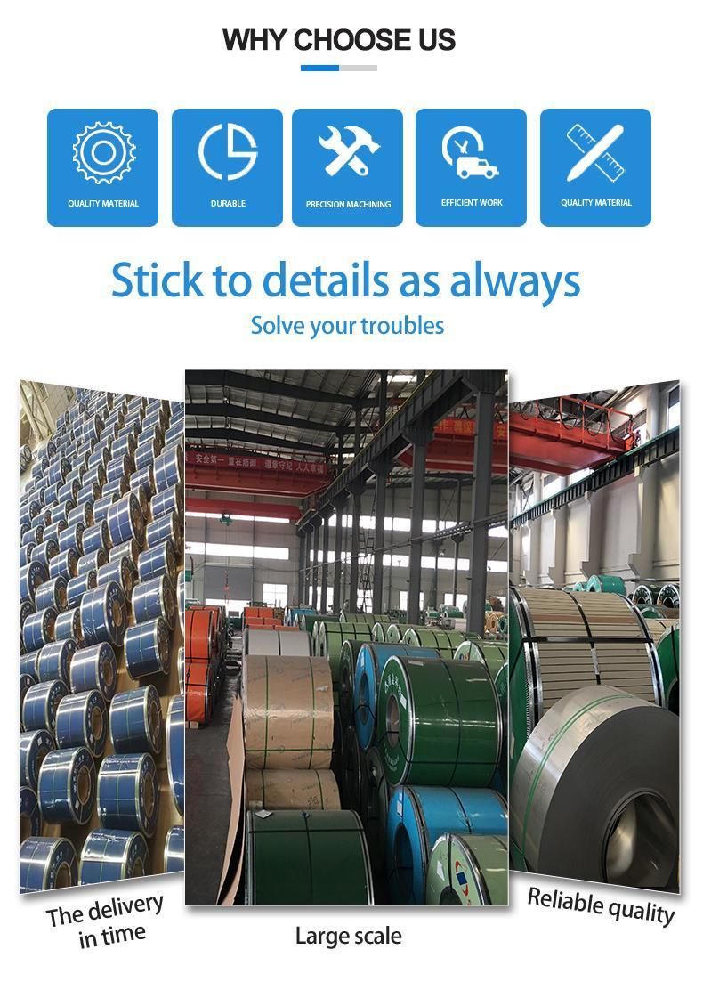 Cold/Hot Rolled 2b/No. 1/8K/Hl/Mirror/Brushed/Embossed/Perforated/ Surface ASTM 201 202 301 304 316 310S 309S 321 904L 2205 2507 Stainless Steel Coil