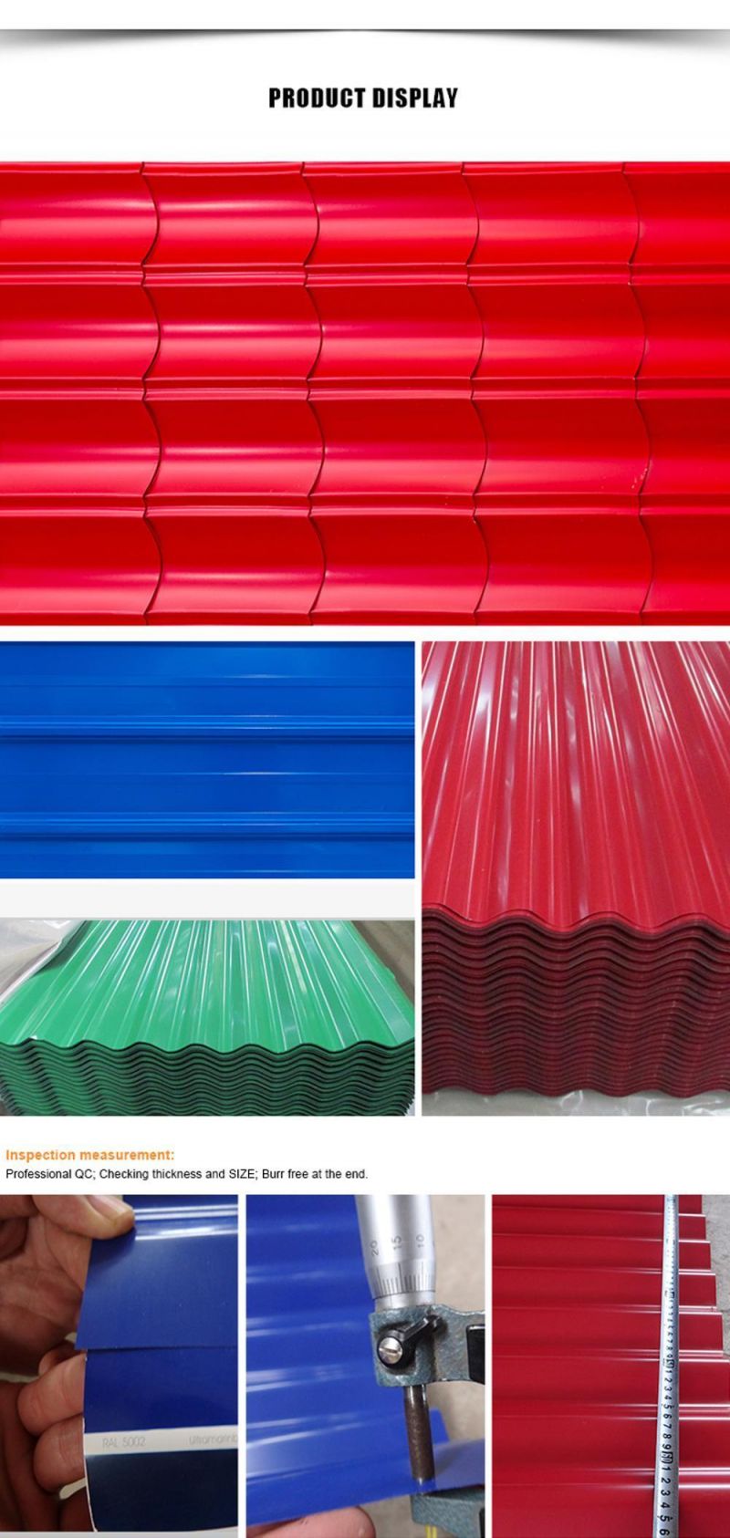 ASTM A792 Building Material Color Coated Galvalume Corrugated Metal Roofing Sheet