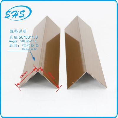 Stainless Steel Angle V-Shape Profile Trim with Ti-Golden Color 800 G Mirror Finish Used as Wall Corner Protector