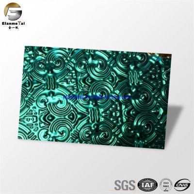 Ef334 Original Factory Door Pandels SUS304 201 316 Color PVD Emerald Green Embossing Stainless Steel Decorative Sheets