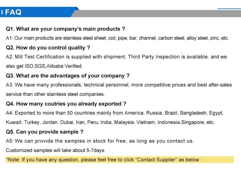 Support for PMI Spectral Analysis Test 316L Seamless Stainess Steel Tube