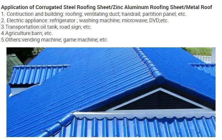Building Material Iron Gi PPGI Metal Roof Sheets Cold Rolled Color Zinc Coated Galvanized Prepainted Corrugated Steel Roofing Sheet