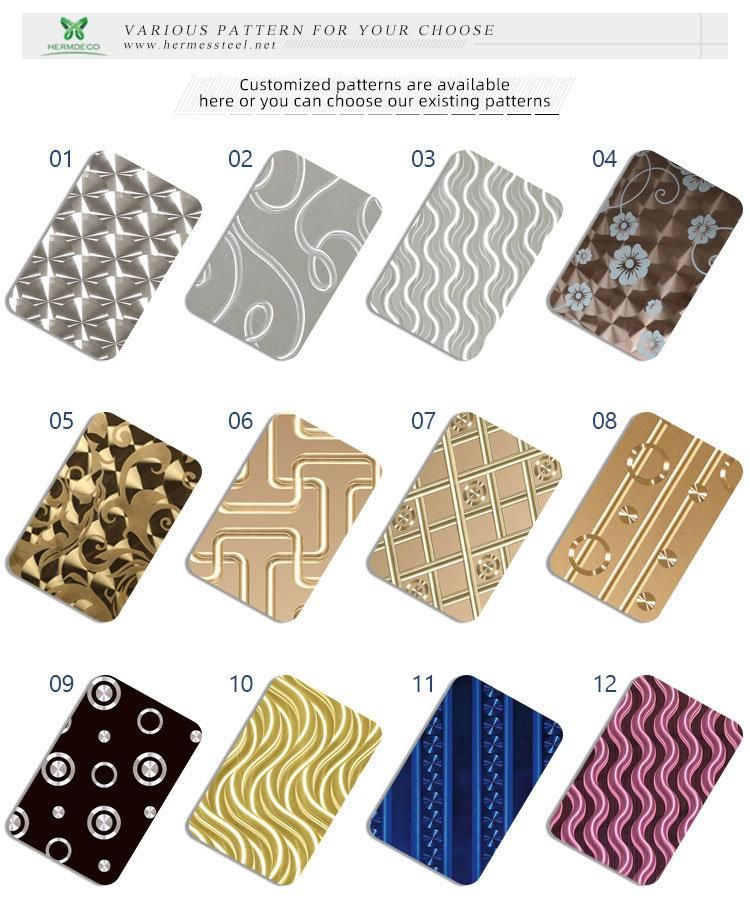 3D Laser Decorative Stainless Steel Sheet for Hotel/Shopping Mall/Restaurant Project