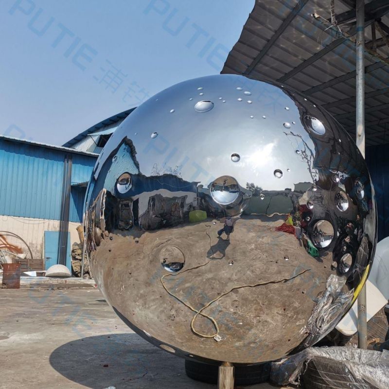 Custom Outdoor Modern Abstract Stainless Steel Ball Moon Sculpture for Garden Decoration Metal Ball 304 201