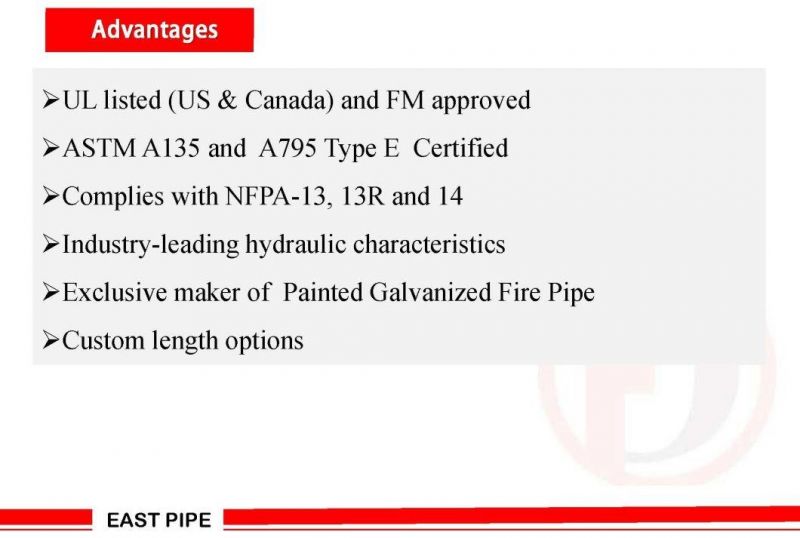 Red Paint ERW Steel Pipe with Hole for Fire Sprinkler
