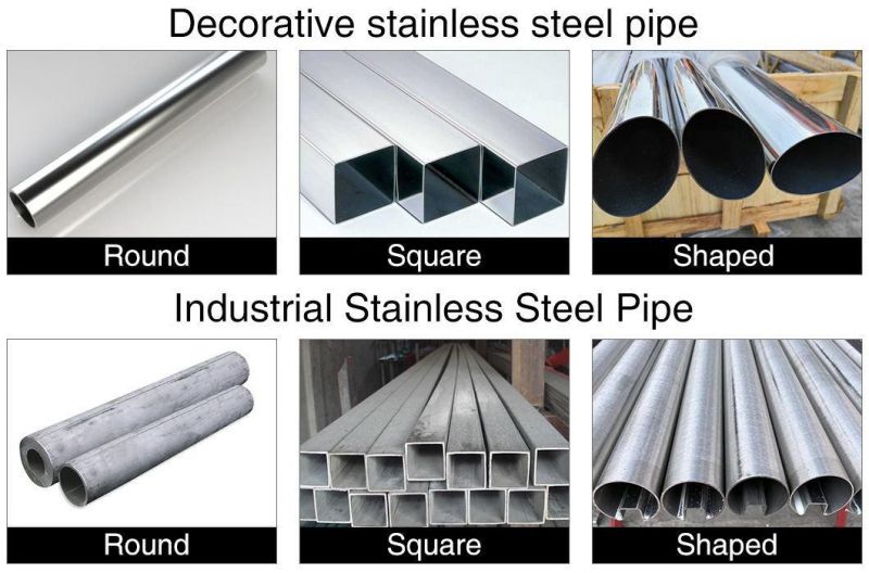 Factory Polishing 201 202 301 304 304L 310S 316L Round Square Industrial Welded Seamless Stainless Steel Pipe for Decoration/Building