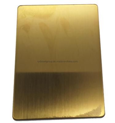 Finely Processed Gold Color PVD Titanium Slit Edge Hairline Hl Decorative Plate Stainless Steel Sheet