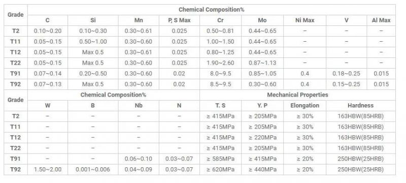 ASTM A213 T22 T91 T92 Boiler Super-Heater Heat Exchange Alloy Seamless Steel Pipe