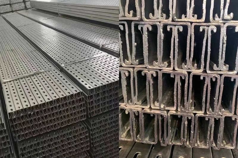 Plain Strut Channel Slotted Hot Dipped Galvanized C Channel 41X41 Riel Channel