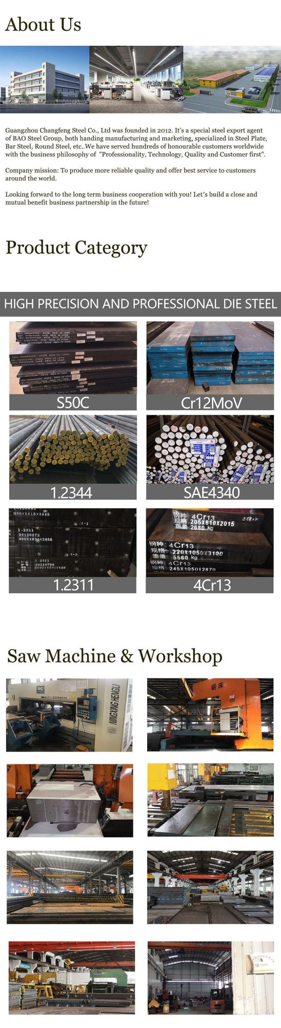 1.2344/H13/SKD61 Steel Flat Bar for Die Casting Mould